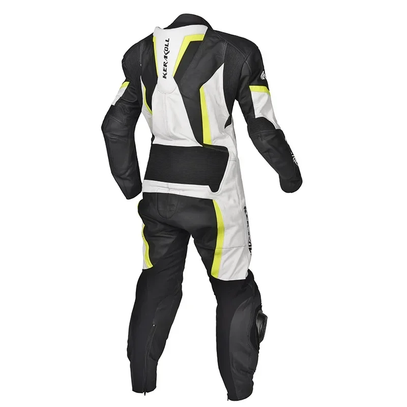 KERAKOLL One-piece Motorcycle Racing Suit Genuine Leather Cowhide Motocross Jacket Pants with Protectors Knee Sliders