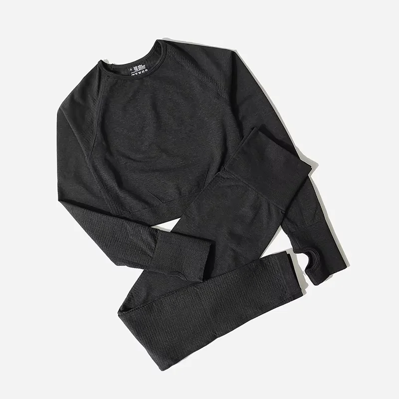

Seamless Yoga Set Women Gym Clothing Fitness High Waist Leggings Crop Top Shirts Sport Suits Workout Pants Sportswear