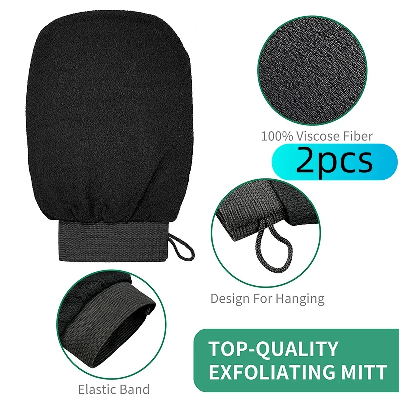 2pcs Moroccan Hammam Bath Scrub Glove Exfoliating Body Facial Tan Massage Glove Exfoliator Glove Random Color Bath Shower Wash