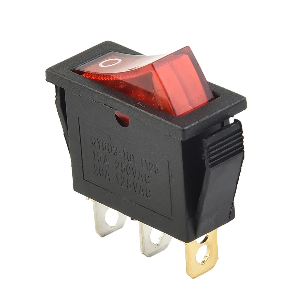 For Household Appliances Red With Light On-Off 3pin High Quality Plastic ON-OFF 3Pin SPST Slim Type With Push-In Terminals