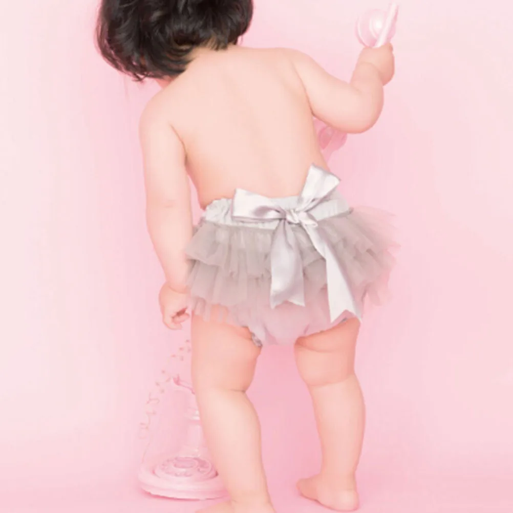 

Gray Tutu Skirt Baby Girl Newborn Toddler Photoshoot Costume Soft Tulle Layers Elastic Waistband Washable Dress