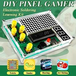 DIY Game Kit Retro Classic Electronic Soldering Welding Tranning Set Snake Plane Racing with Acrylic Case Mini Game Console