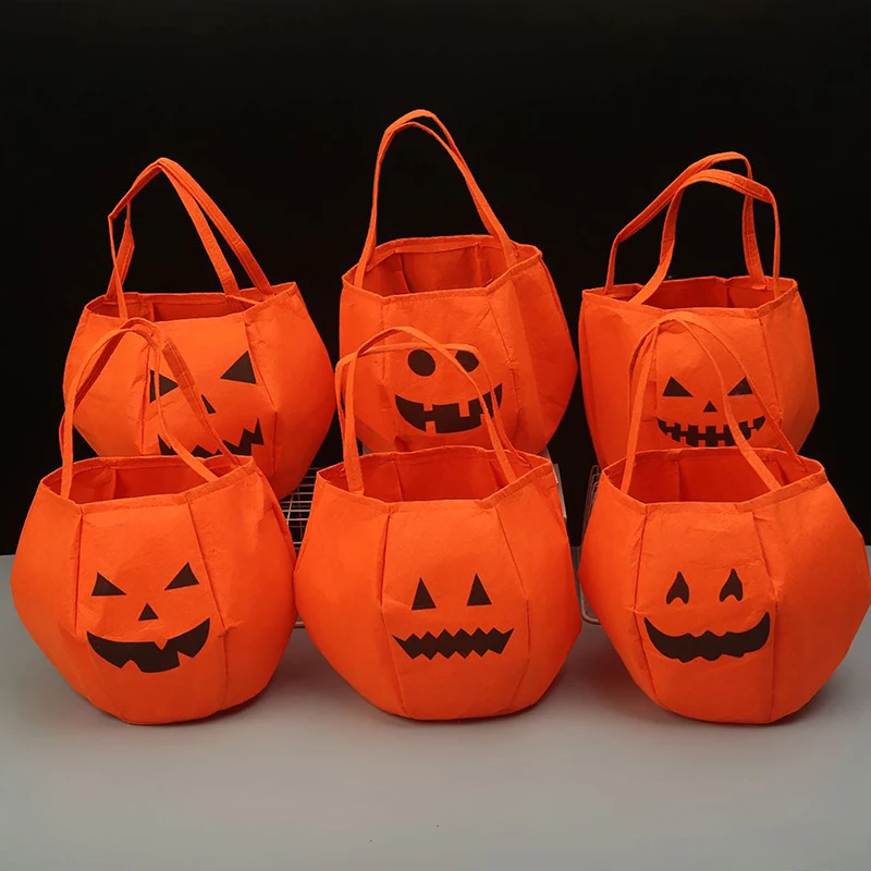 Halloween Supplies Tote Pumpkin Bag Non-woven Three-dimensional Pumpkin Bag Children Decoration Props Винтажный Шоппер