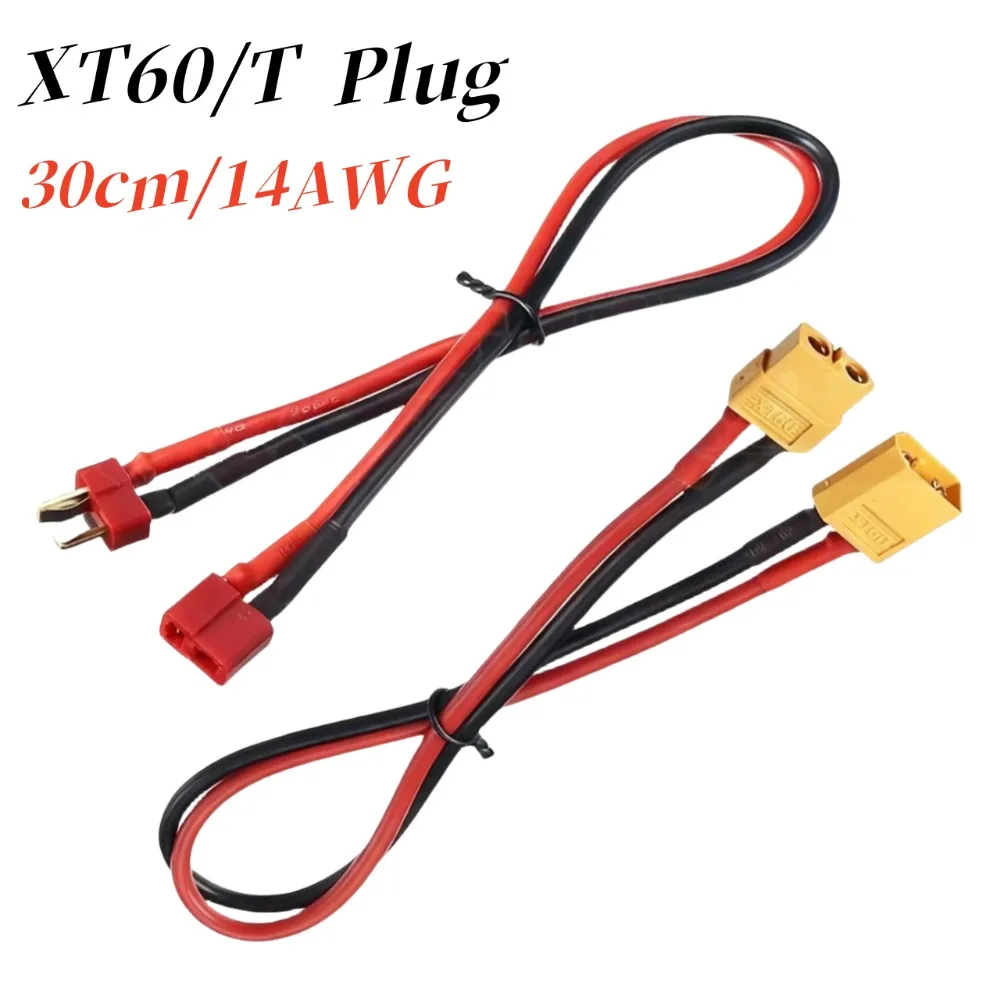 XT60/T Connector Female Deans to Male XT60/T Plug Adapter 14AWG 30CM Extension Cable Leads Adapte For RC Lipo Battery