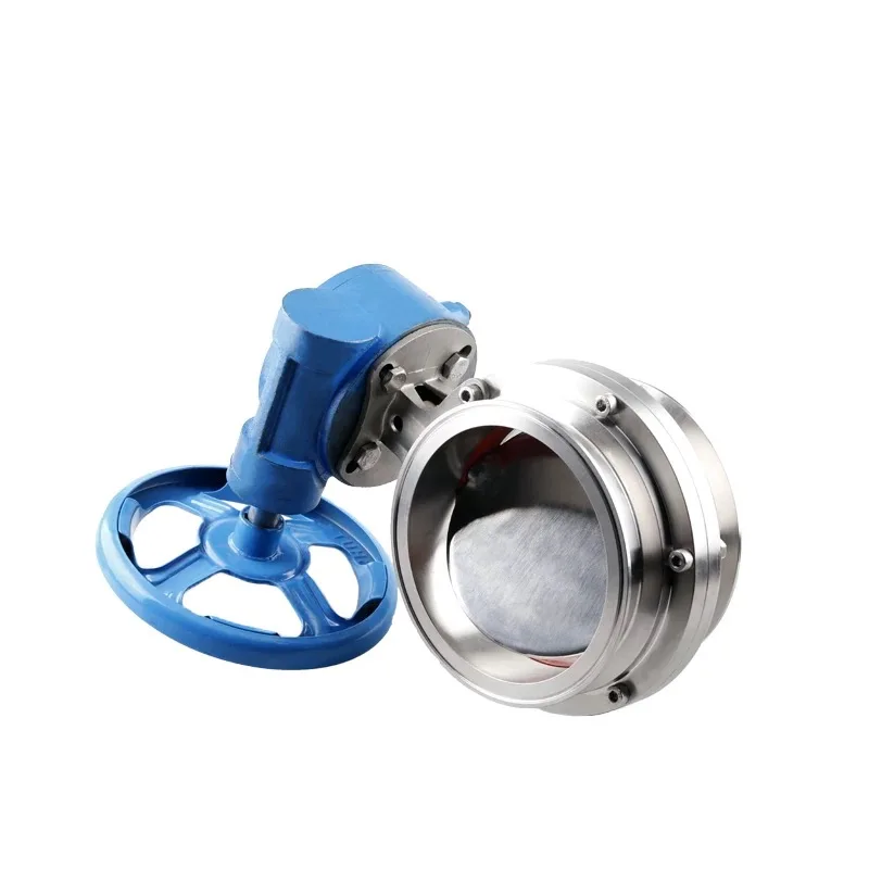 Turbine handle clamp type butterfly valve Food sanitation grade manual clamp type butterfly valve Dust discharge valve