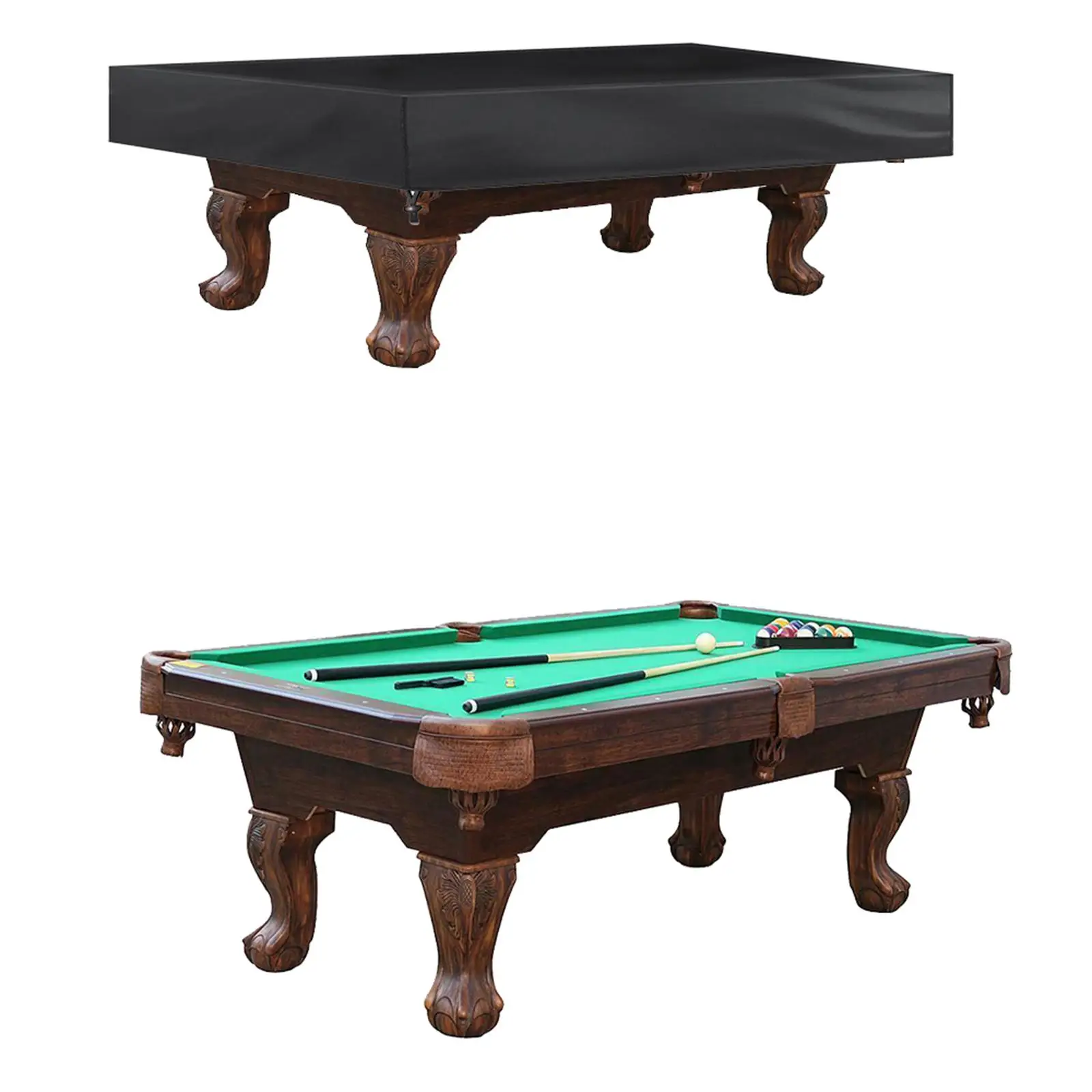 Protective Billiards Dust Cover Oxford Drawstring Fabric Pool Table Accessories for Indoor Outdoor Sports Patio