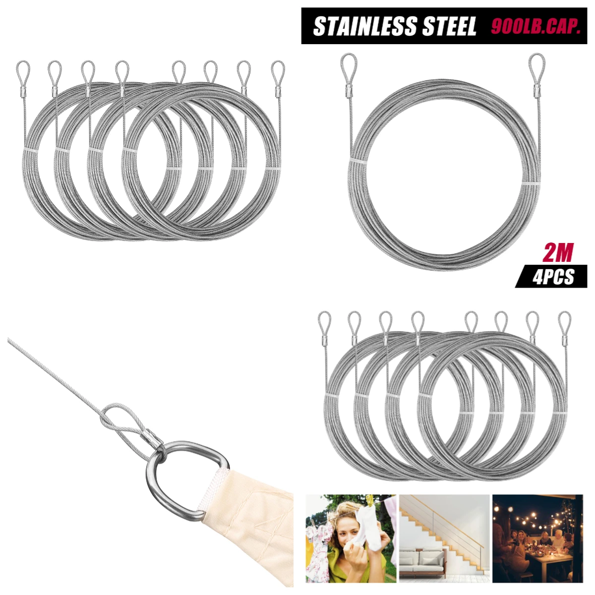 Kit de corda de fio de vela de - Sun Sail Shade avaliação e preço