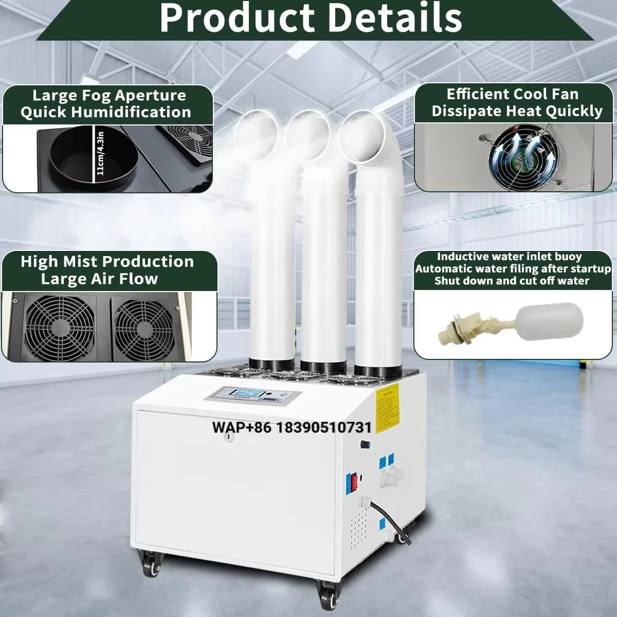28KG/h Industrial Humidifier Greenhouse Humidifier for Plants Workshops Mushrooms Cold Storage Vegetable Fresh Warehouses