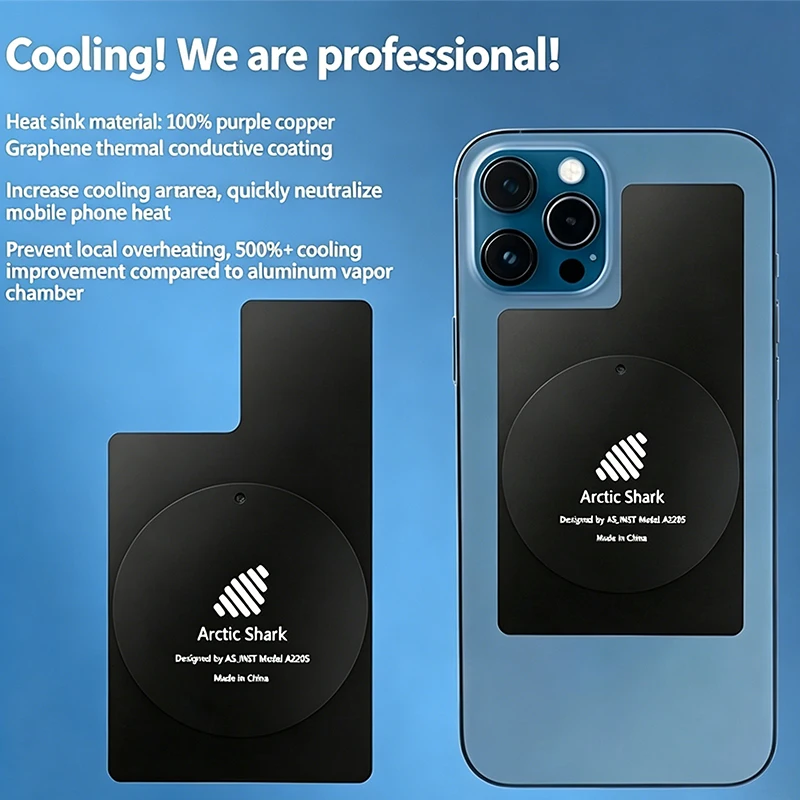 Arctic Shark Magnetic Copper Heat Sink for Phone Tablet Semiconductor Cooling Vapor Chamber Gaming Heat Dissipation