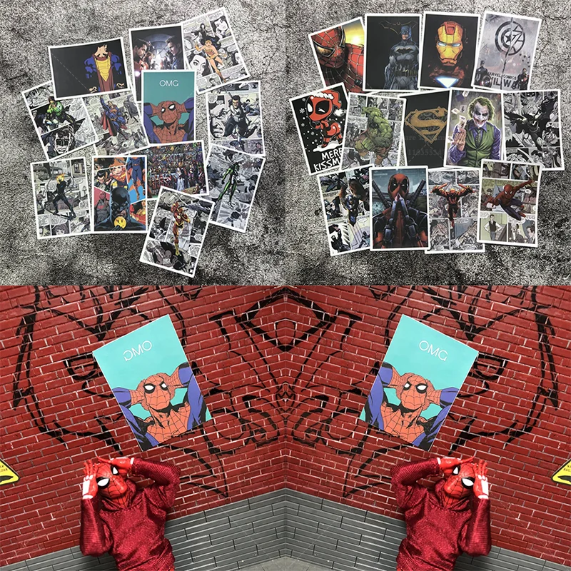 Mini acessório feminino/masculino em escala 1/12, pôster de filme de super herói, papel de parede colecionável, adequado para figura de ação de soldado de 6 polegadas e 7 polegadas