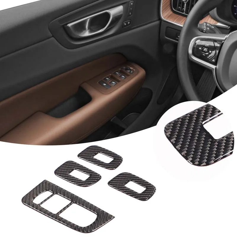 For 2018-2025 Volvo XC60 carbon fiber window lift button decorative frame car interior patch car accessories sticker