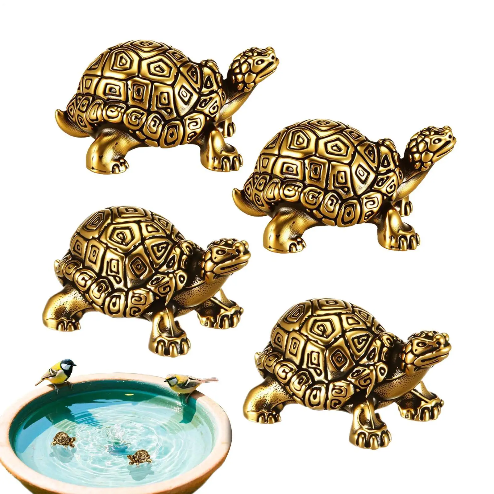 Copper Turtles For Bird Bath 4Piece Ornaments Copper Disc For Bird Bath For Fountain Outdoor Garden Water Winter Cleaning