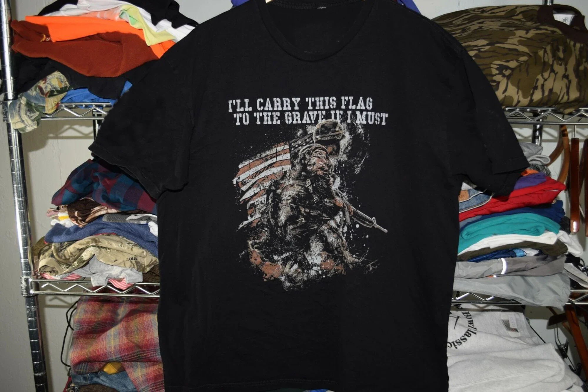 I'll Carry This Flag To The Grave. American Soldiers T-Shirt 100% Cotton O-Neck Short Sleeve Summer Casual Mens T-shirt