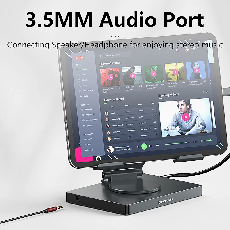Blueendless Ipad stand USB C Hub 4K 60HZ  HD Type-C 100W PD SD/TF Slot Reader USB 3.0 5Gbps 9 In 1 Type-C Hub ipad holder