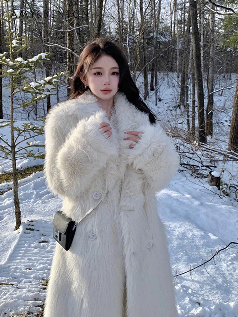 High-Grade Plush Coat Women Toka Fox Fur Thickened Warm Midi Jackets Fur Integrated Environmental Protection Leather Fur Coat