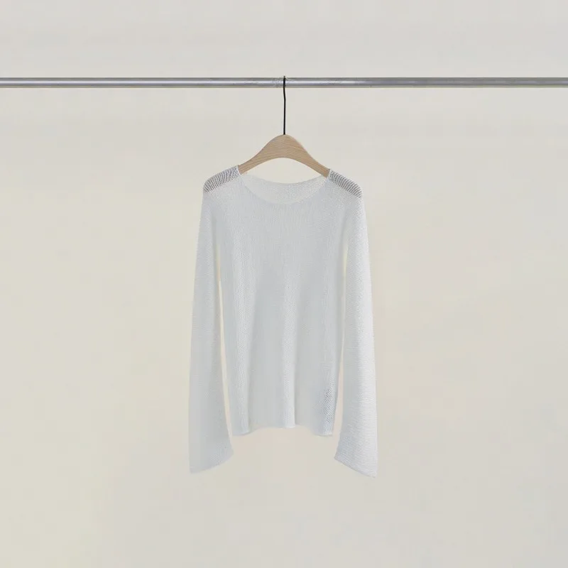 ฤดูใบไม้ผลิและฤดูร้อนถักเสื้อกันหนาว Slack และ Hollow Top หลวมเสื้ออเนกประสงค์สําหรับผู้หญิง