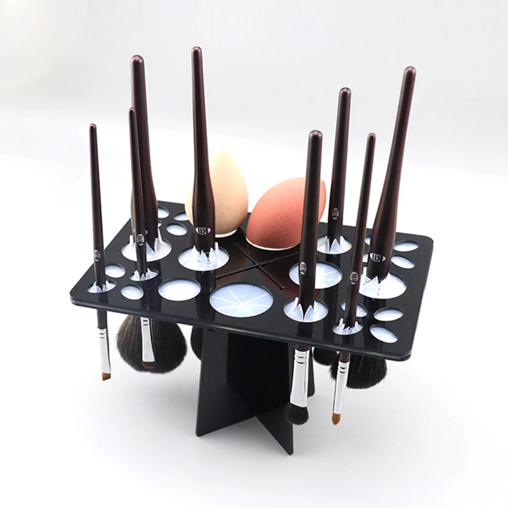 

Makeup Brush Drying Rack Foldable Brush Holder Shelf Black Air Drying Makeup Organizer air drying makeup brush organize