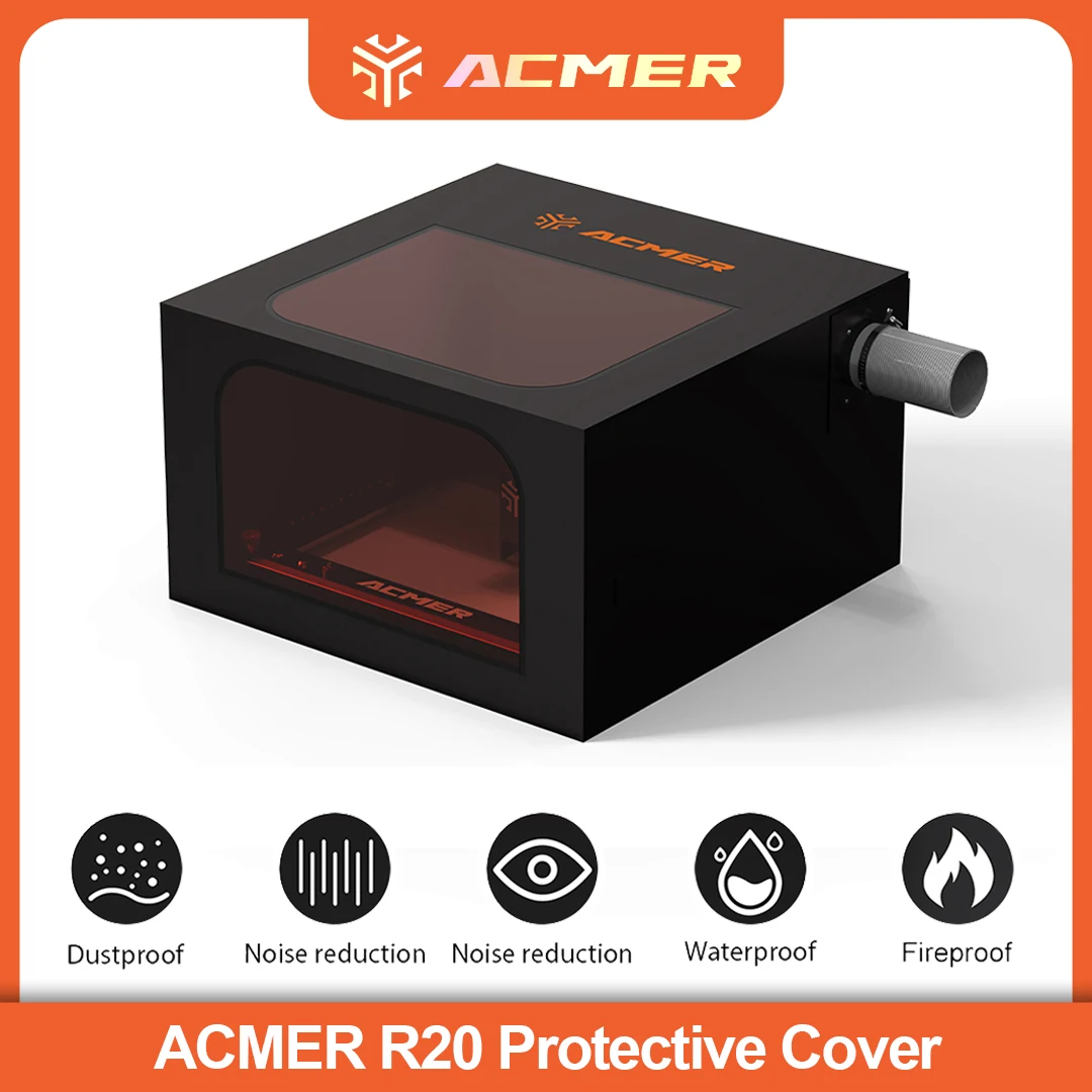 ACMER R20 Protective Cover for Laser Engraver Enclosure Smoke Exhaust System Anti-smoke and Dust Noise Reduction 700*700*400mm
