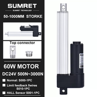 50-1000mm Stroke 24V Electric Linear Actuator 3000N Door Opener Motor Telescopic tube 1000mm 800mm 500mm 300mm 100mm