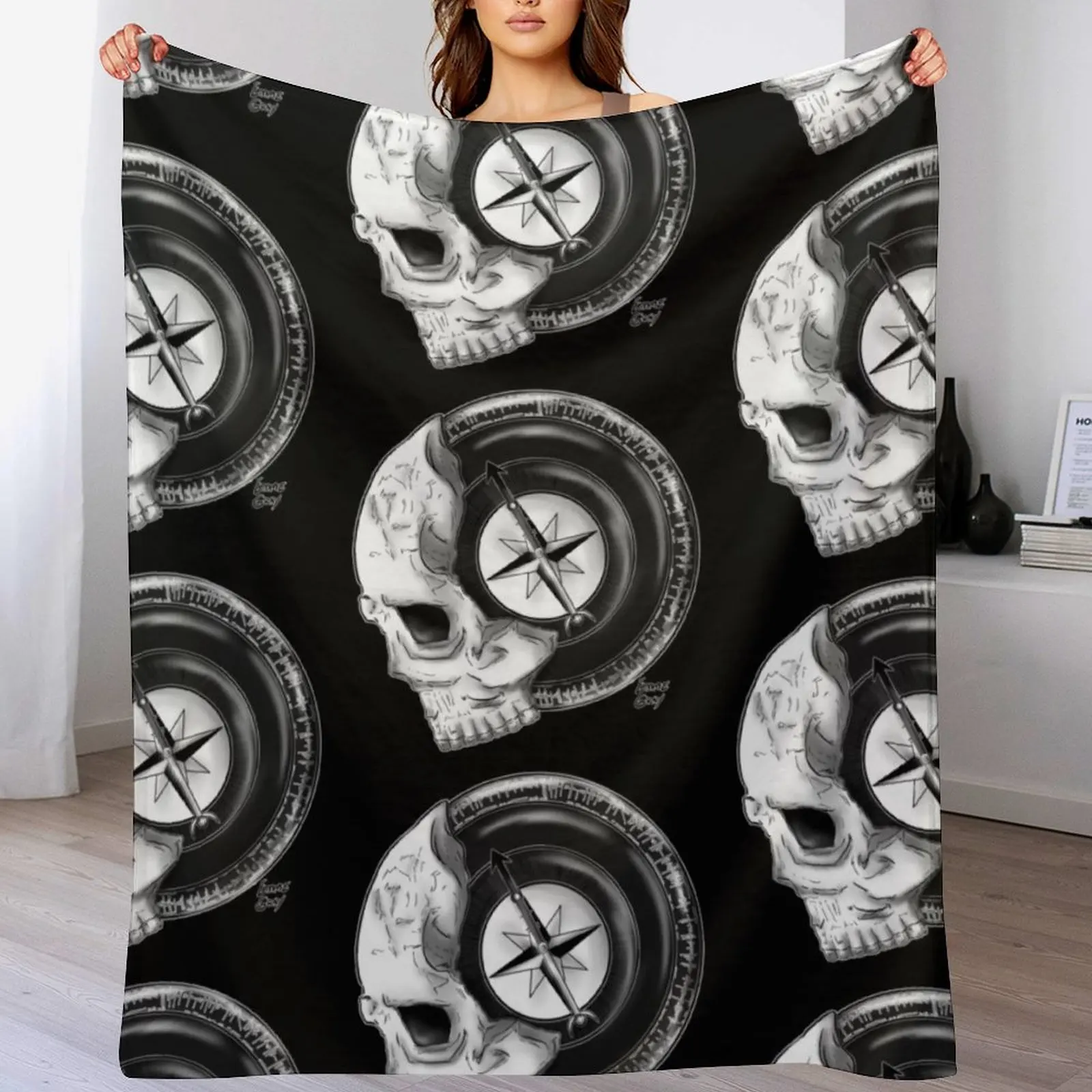 

Inktober 2021 - 16 COMPASS Throw Blanket Cute Plaid Personalized Gift Comforter Single Blankets