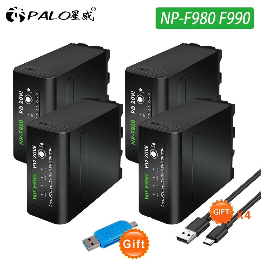 

PD20W Quick charging NP-F980 F960 F970 NP F980 Battery With USB charging output for Sony CCD-TRV35 TRV940 CCD-RV100 CCD-RV200