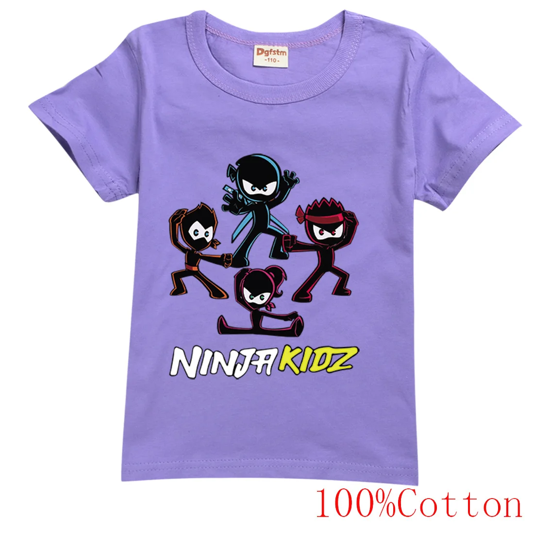 NINJA KIDZ Children Clothes Cotton Casual Short-Sleeved T-shirts Kids Sweatshirt Cartoon Teenager Tops Boys Girls Clothing