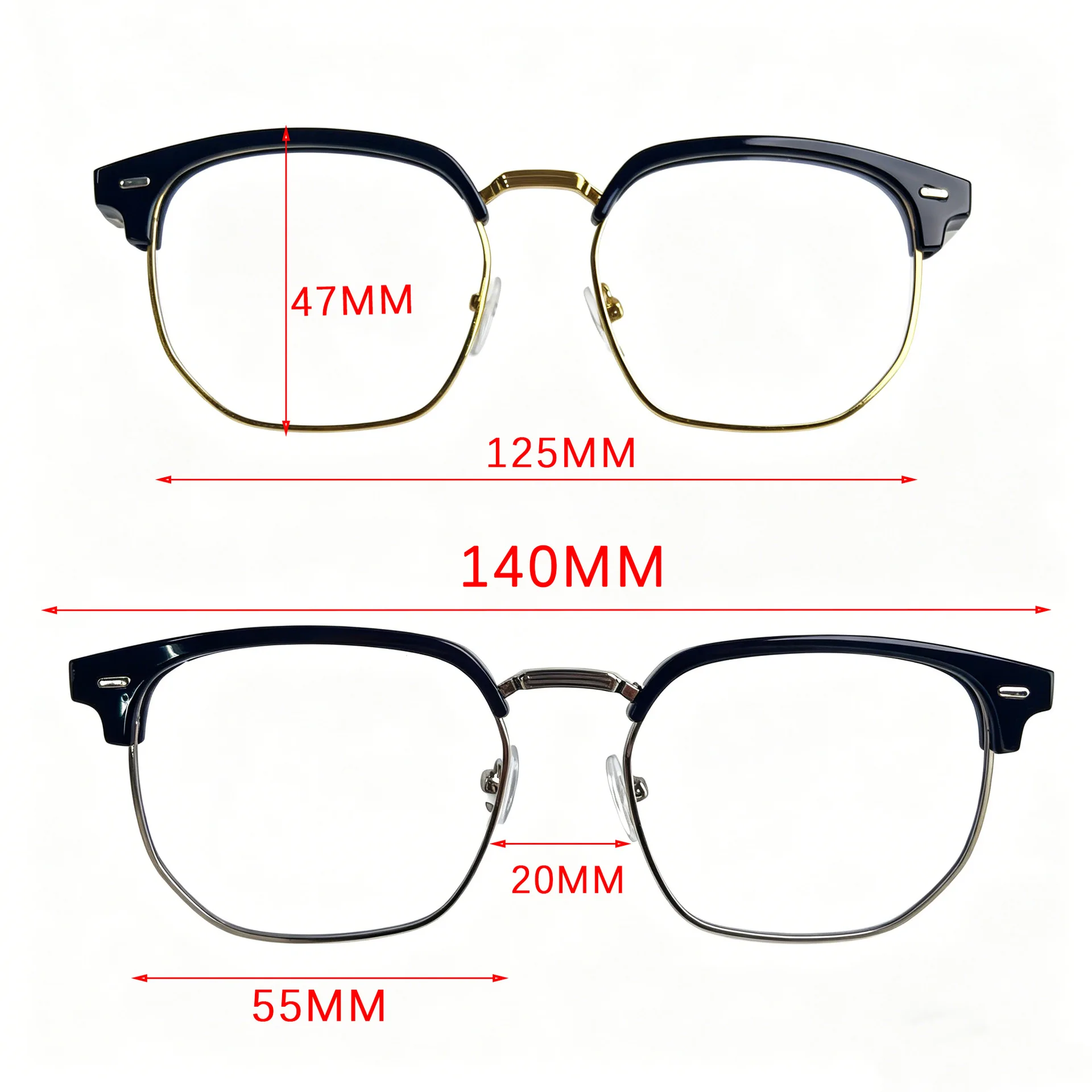 Women's AI Glasses Accessories Front Frame Metal Injection Molding PC Material Photochromic Lenses