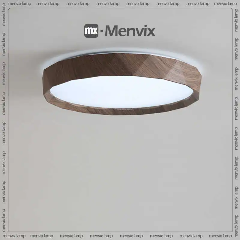Nordic Walnut Colored Ceiling Light Retro And Minimalist Circular And Minimalist Eye Protection Bedroom Lighting Fixtures image 3