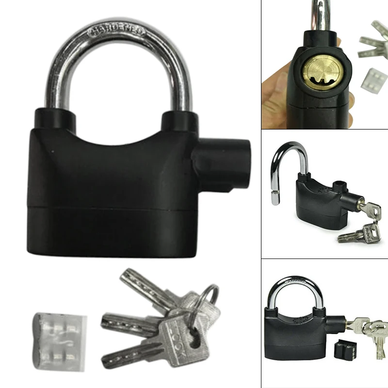 Automatic Alarm Padlock High Decibel Safety  Bicycle Motorcycle Wheel Heavy Duty