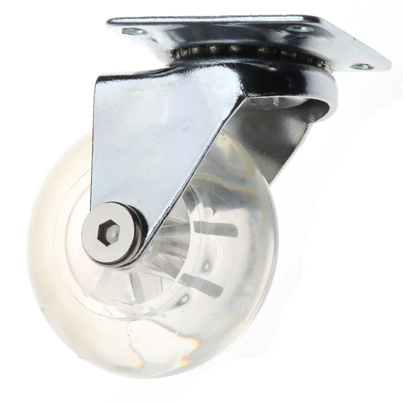 1Pcs 50mm Transparent PU Swivel Universal Caster Wheel Replacement for Office Chair Sofa Trolley Furniture Hardware Parts