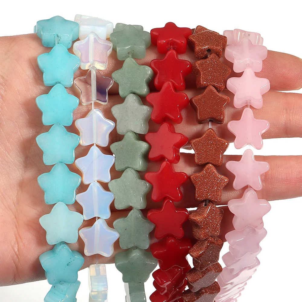 

Natural Stone Beads 12mm Colorful Star Loose Spacer Beads for Jewelry Making DIY Handmade Bracelet Necklace Keychain Accessories