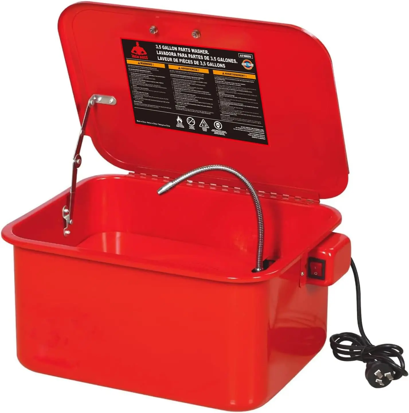 

Portable Steel Parts Washer with 110V Pump, 3.5 Gallon Capacity for Bearings and Gears