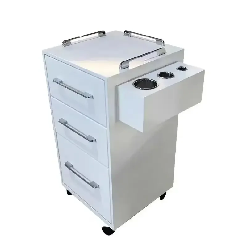Wholesale Hair Salon Trolley Cart White Black Wood Barber Salon Trolley Cabinet for Trolley Beauty Salon With Drawers 2