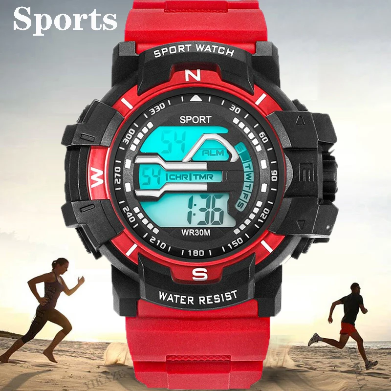 YIKAZE Men\'s Sports Watches Waterproof Digital Watch Alarm Clock Man Student Multifunction Military Sport Electronic Wristwatch