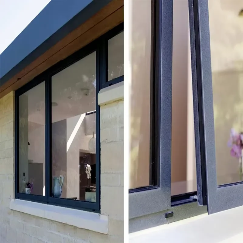 Windproof Tempered Glass Horizontal Swing Casement Windows Aluminum Alloy for Residential Villa