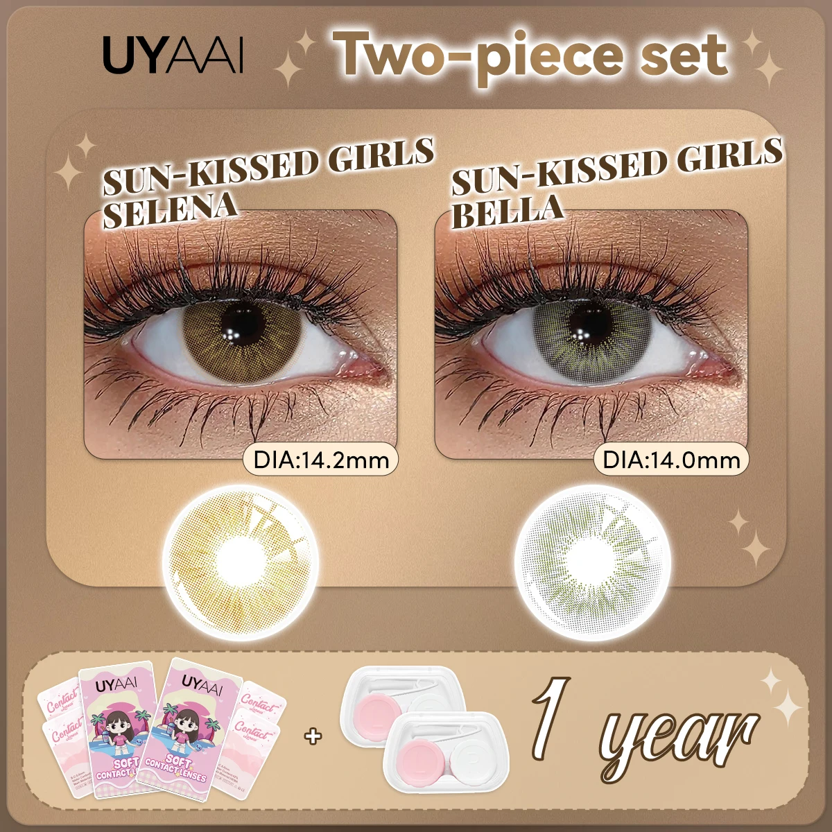 UYAAI [2 Paar Set] Farbkontaktlinsen für Augen, blaue Farblinsen, natürliche graue Pupillen für Augen, braune Kontakte, jährlich – Detail 12