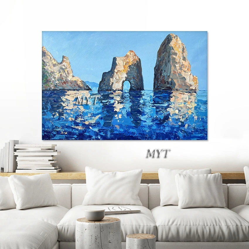 

Outdoor Wall Art Decor Frameless Seascape Reef Abstract Hand Drawing Picture Canvas Artwork 3D Beautiful Scenery Oil Painting