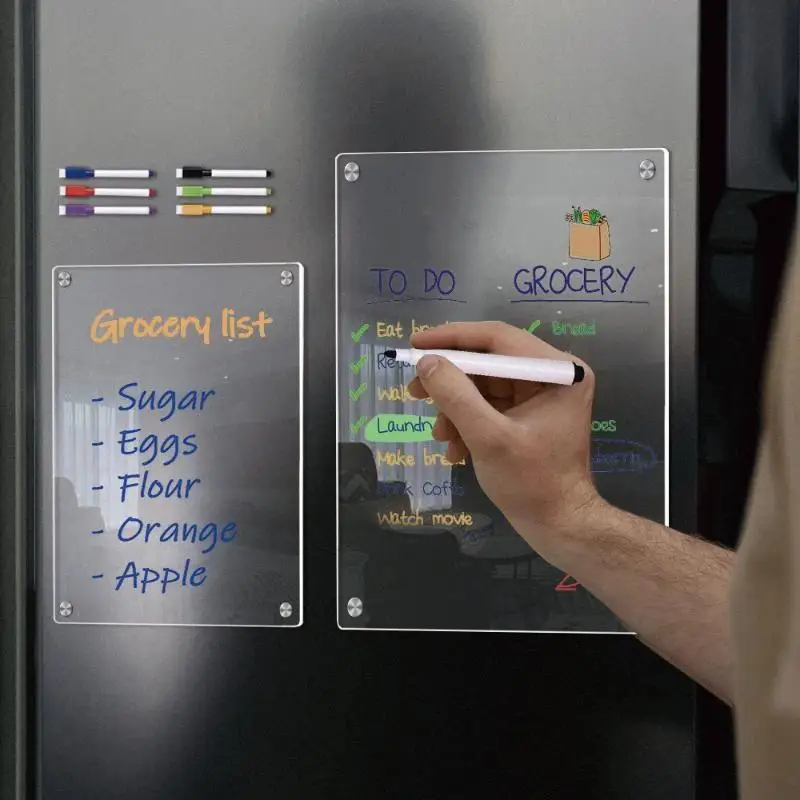 Magnetic Transparent Acrylic Week Plan Message Board Scratchable Magnetic Refrigerator Sticker