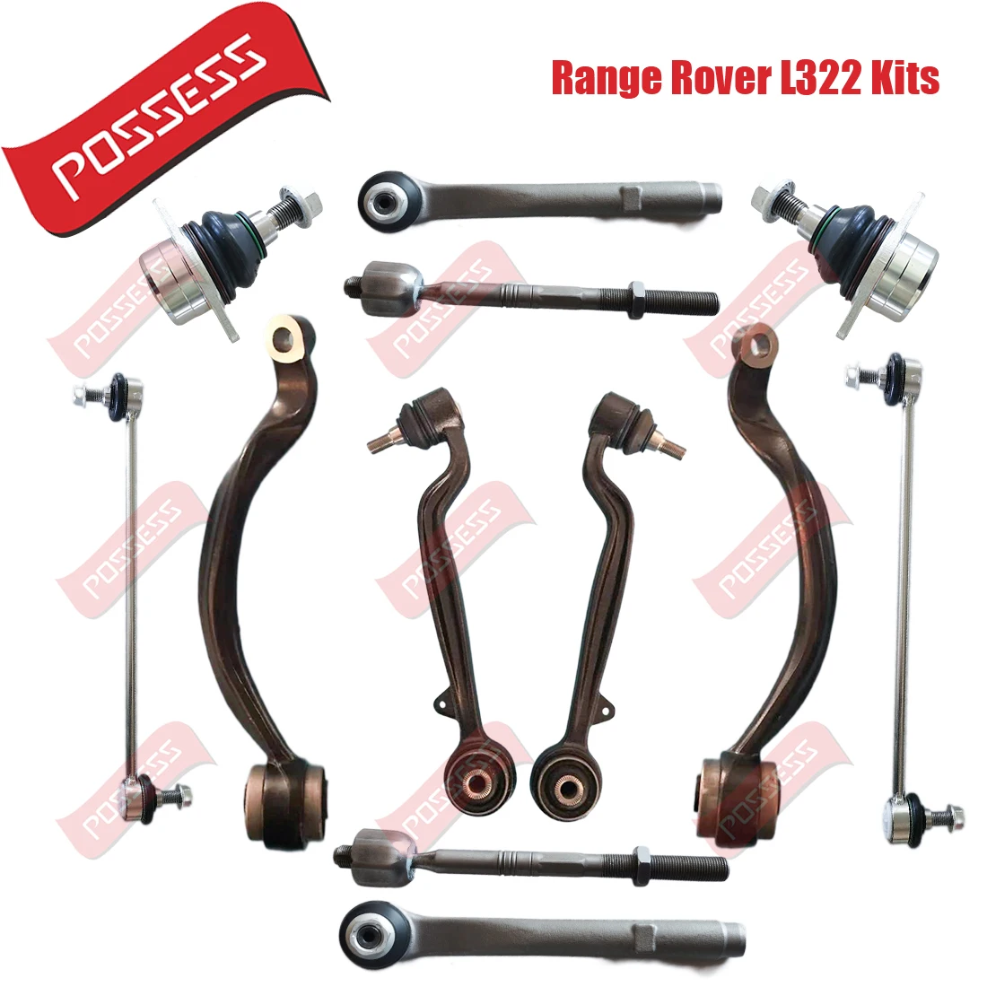 

12 шт., рычаг управления подвеской передней оси, шаровой шарнир, стабилизатор, тяга, концевые комплекты для Land Rover Range Rover L322 2002-12