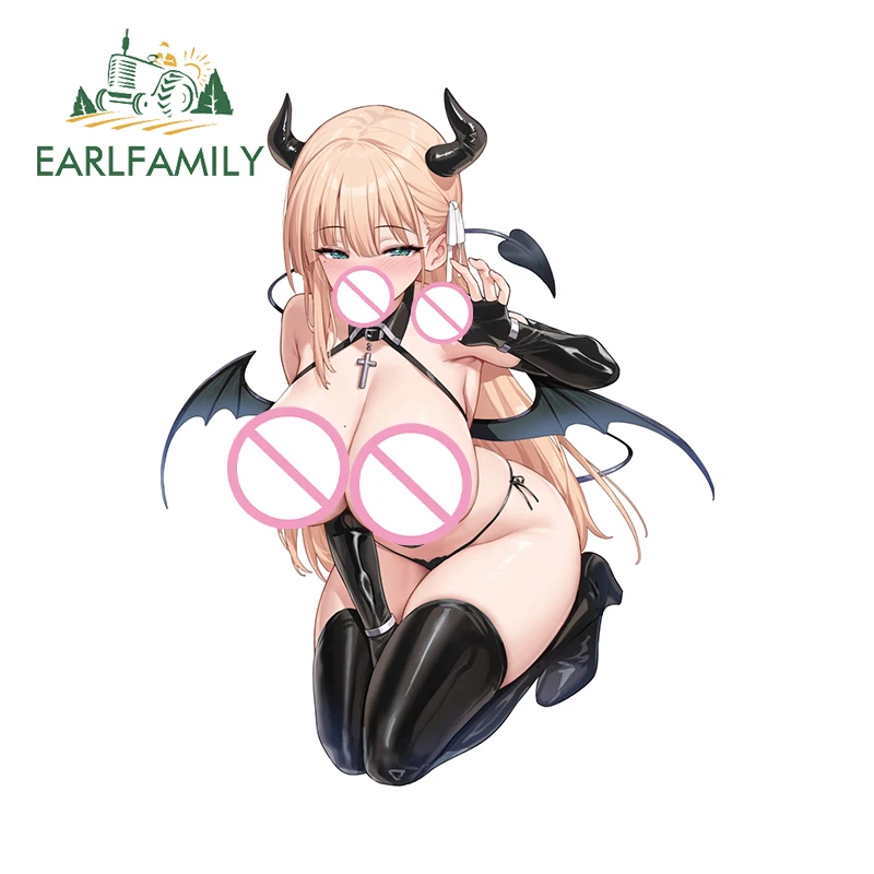 

EARLFAMILY для сексуальной оригинальной девушки, дизайн, автомобильная наклейка, милые мультяшные граффити, забавные виниловые наклейки JDM для автомобиля, устойчивые к царапинам