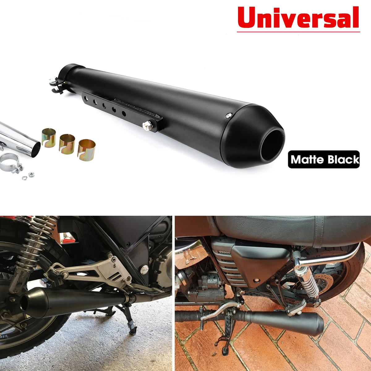 Universal Motorcycle Cafe Racer Exhaust Pipe Escape Board Moto Muffler with Sliding Bracket For Honda For Yamaha For Kawasaki