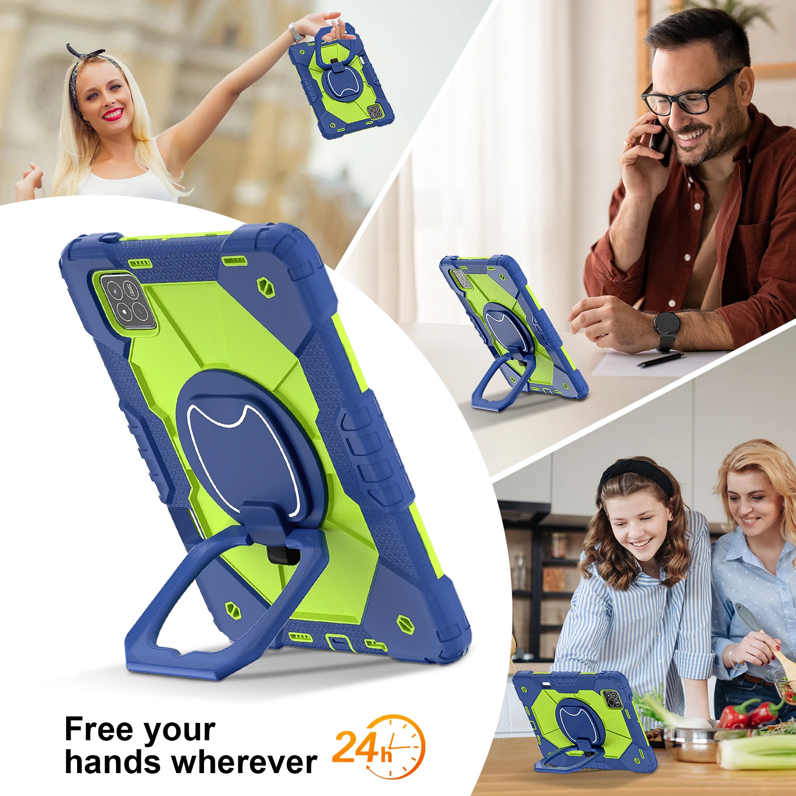 Protective Shell For Xiaomi Pad 7 7Pro 11.2 inch 360 Rotating Stand Cover With Handle Grip Shoulder Strap Heavy Duty Armor Case