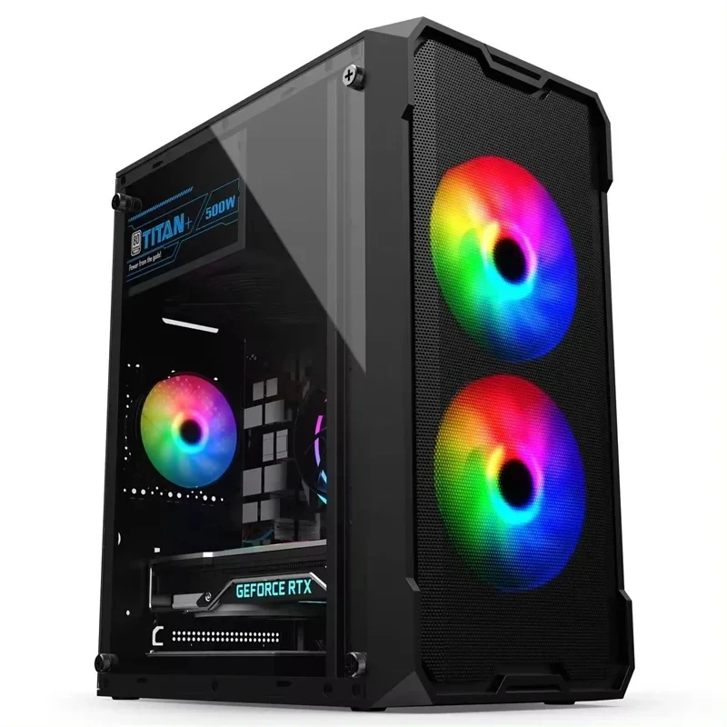 # l For cheap full gaming pc with gpu custom computer set equipment desktops prebuilt wholesale build desktop gamer pc rx580 gpu