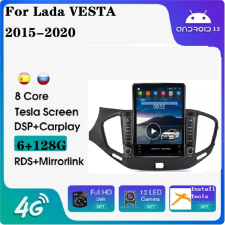 

Tesla Android13 IPS DSP Car Radio Multimedia Player For Lada VESTA 2015-2020 4+64G GPS BT Video Audio DVD Player Car Stereo