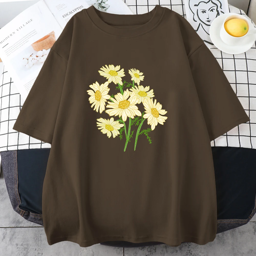 Fresh Harajuku Yellow Chrysanthemum Flower Man T Shirts Graphic S-Xxxl Tee Shirt High-Quality Casual Tshirt Leisure Street Tops