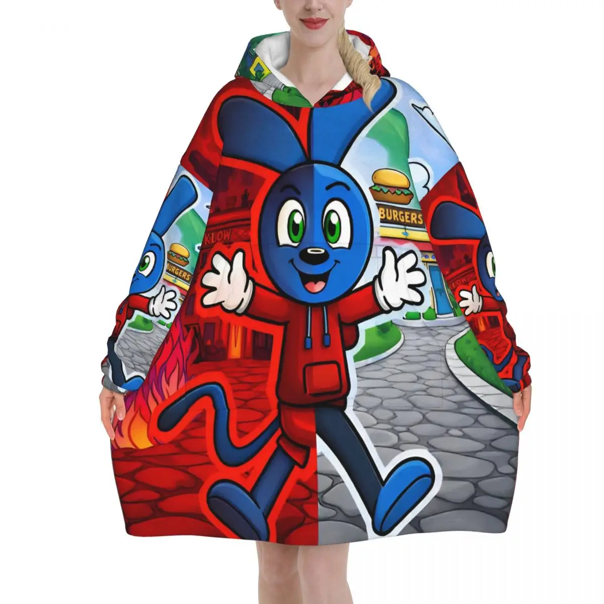 Toon Turf Oversized Blanket Hoodie Sweatshirt Long Fleece Hooded Wearable Blanket with Large Pocket for Women Men