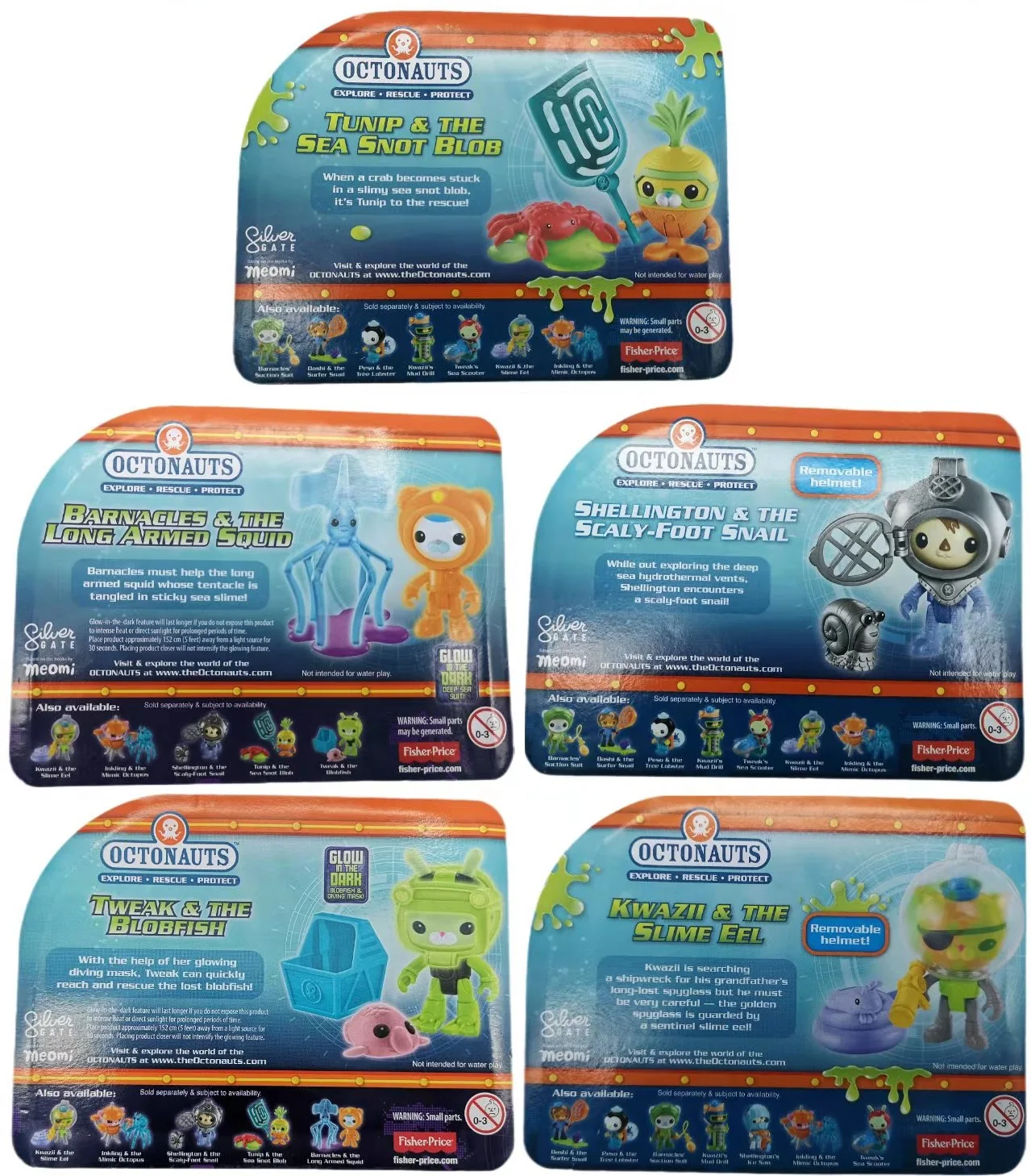 4pcs/Lot octonauts Action Figures Peso Kwazii Glow In The Dark Marine Creature Vampire Squid  Sea Snot Bolb Slime Eel Toys