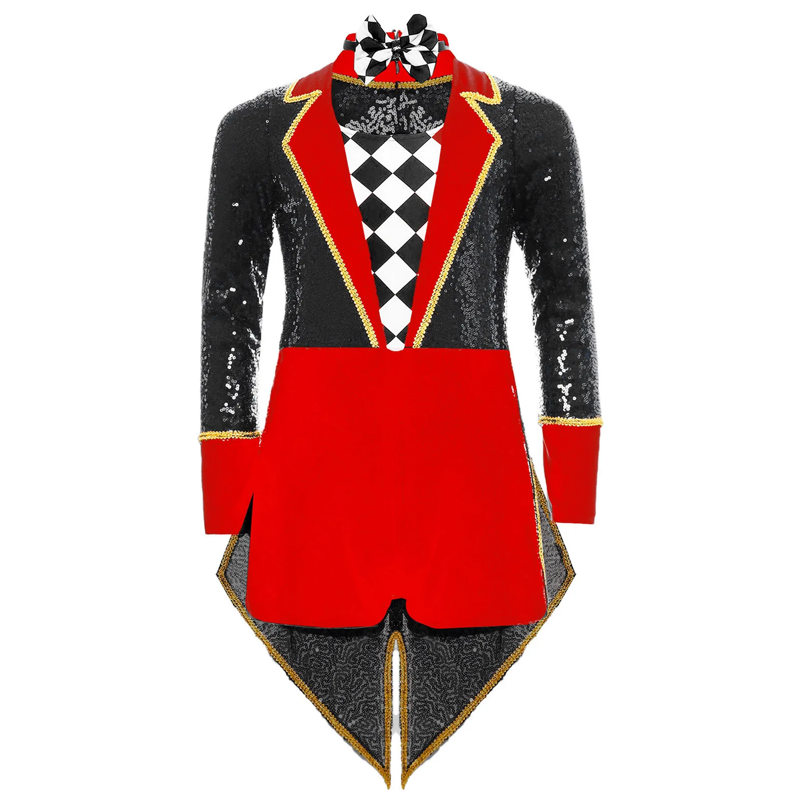 

Kids Halloween Circus Magician Cosplay Outfits Halloween Ringmaster Costume Sequins Lion Tamer Showman Circus Tailcoat Bodysuit