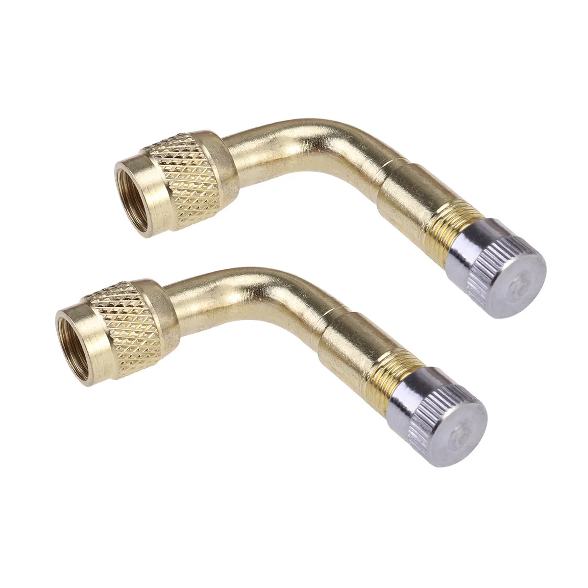 2Pcs 90 Degree Valve Extension Adapter Brass Air Tyre Valve Stem for Car Truck Motorcycle Easy Inflate Check