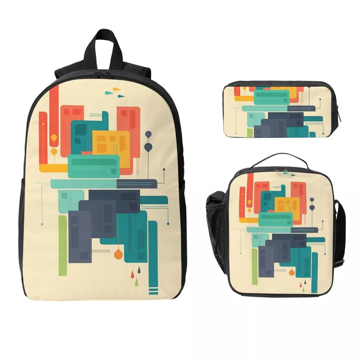 

Meet Me At The Bridge Backpack Student Boys Girls BookBag School Bag Computer Shoulder Bags 3ps Insulated Lunch Bag Pencil Case